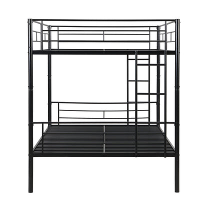 Metal bunk bed frame in black with guard rails and ladder, no box spring needed on Tampa Home & Garden Store