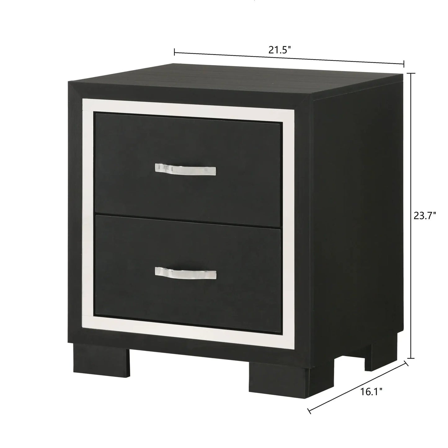 2-Drawer Bedroom Nightstand in Black with silver handles by Unique Piece Furniture on Tampa Home & Garden Store