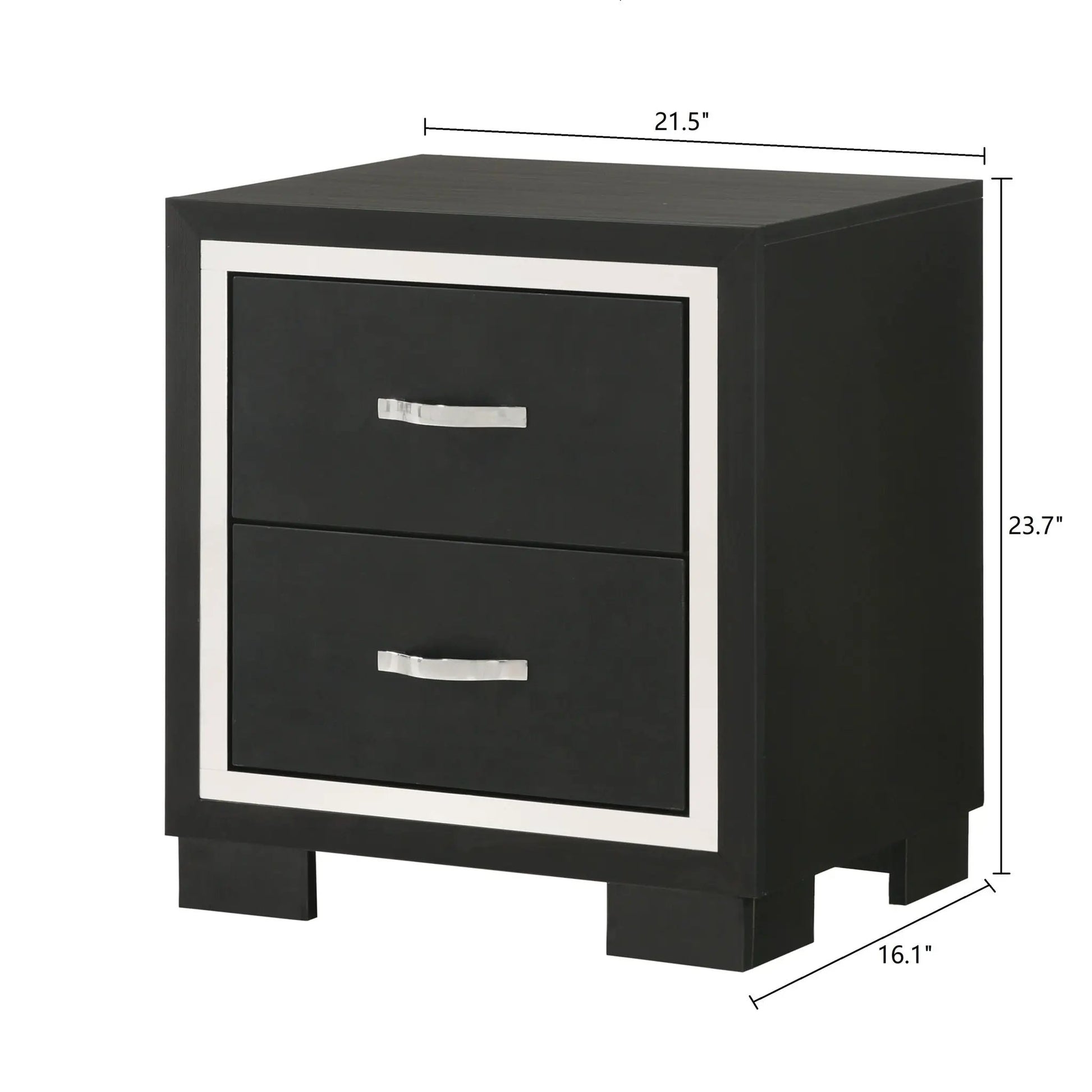 2-Drawer Bedroom Nightstand in Black with silver handles by Unique Piece Furniture on Tampa Home & Garden Store
