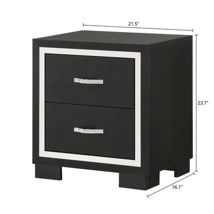 2-Drawer Bedroom Nightstand in Black with silver handles by Unique Piece Furniture on Tampa Home & Garden Store