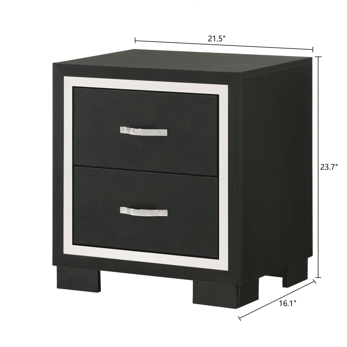 2 Drawer Bedroom Nightstand with Handles - Black by HouseOfZazla, accent nightstand on Tampa Home & Garden Store