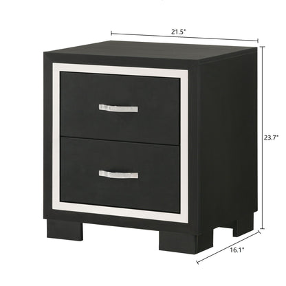 2 Drawer Bedroom Nightstand with Handles - Black by HouseOfZazla, accent nightstand on Tampa Home & Garden Store