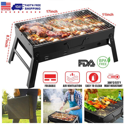 GemGear portable foldable charcoal grill with steel legs and wire grate, 17in cooking area on Tampa Home & Garden Store