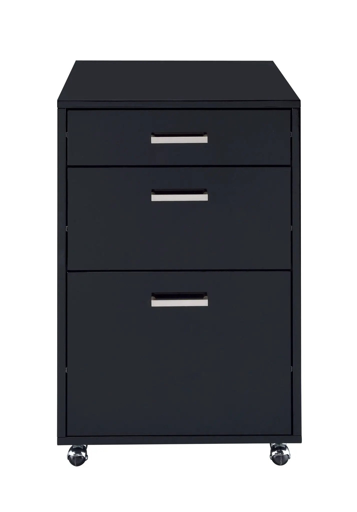 Coleen high-gloss black filing cabinet 4-drawer unit on casters by Unique Piece Furniture on Tampa Home & Garden Store