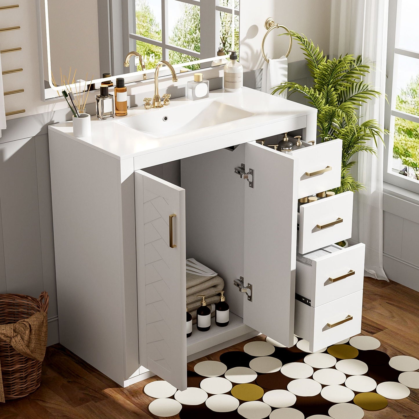 Bathroom Vanity With Sink and Storage Cabinet