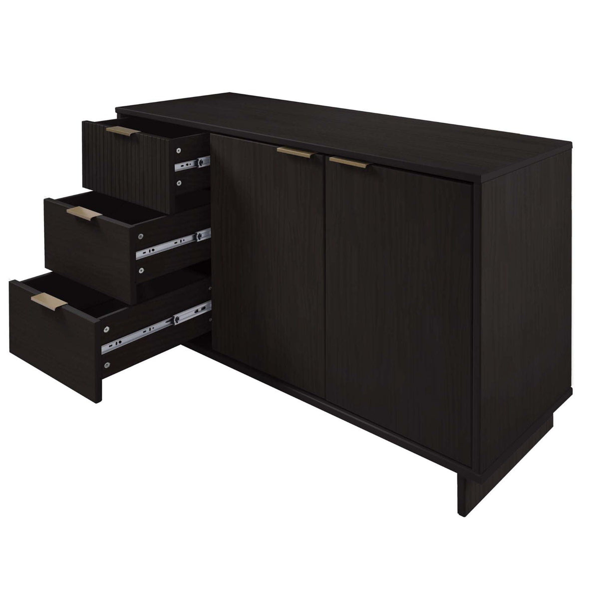 Granville Sideboard by HouseOfZazla in dark espresso with three full-extension drawers on Tampa Home & Garden Store