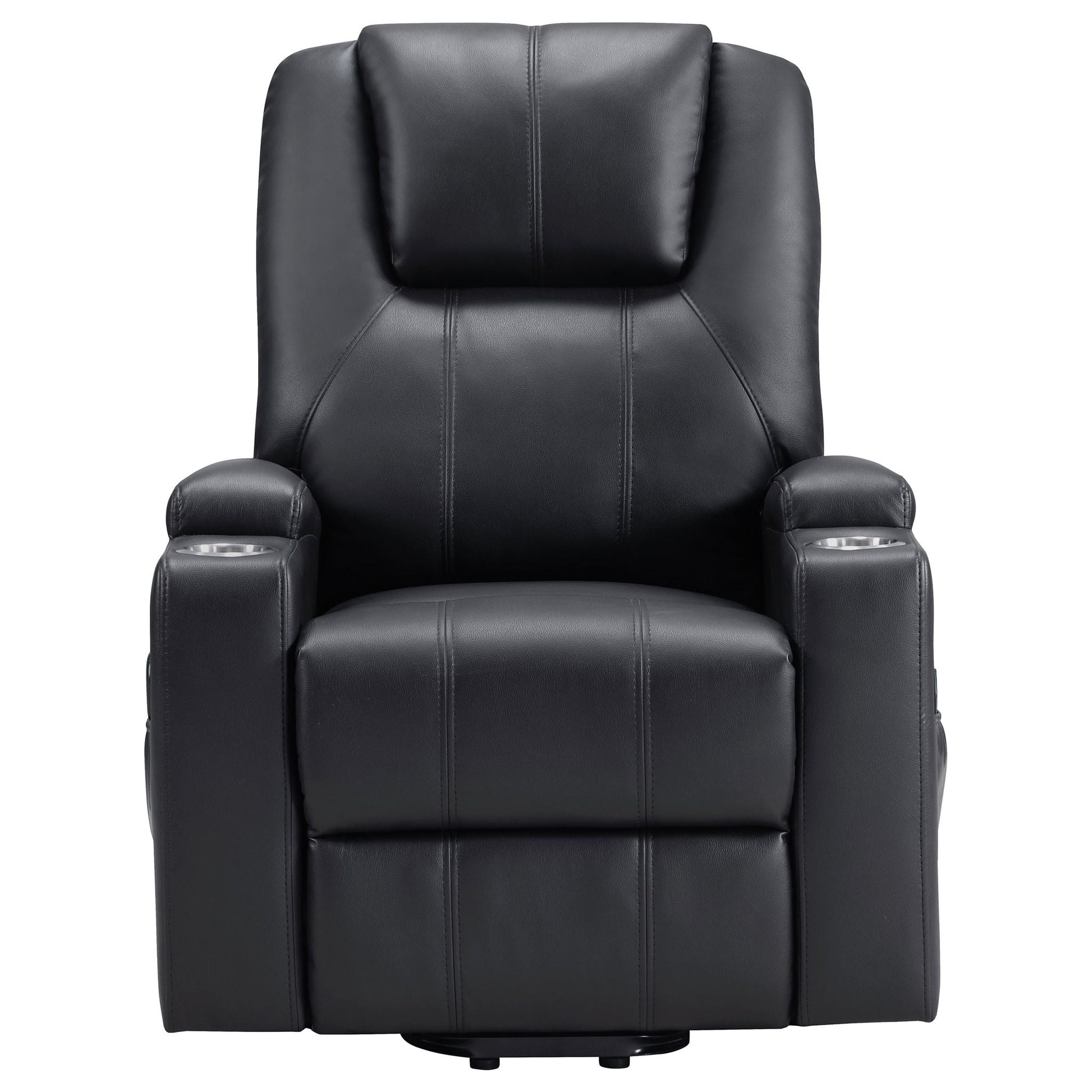 Macklin power lift massage recliner with heat, black leather, cupholders, HouseOfZazla on Tampa Home & Garden Store