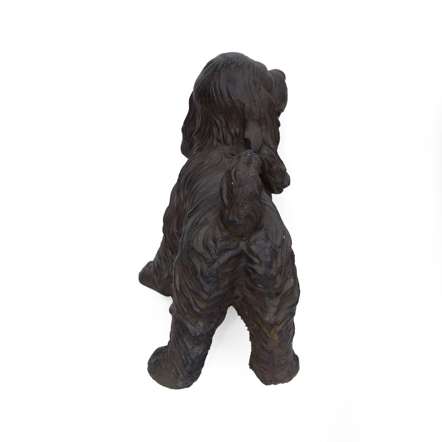 Josie Dog Cast Stone Garden Statue, dark brown textured finish, HouseOfZazla on Tampa Home & Garden Store