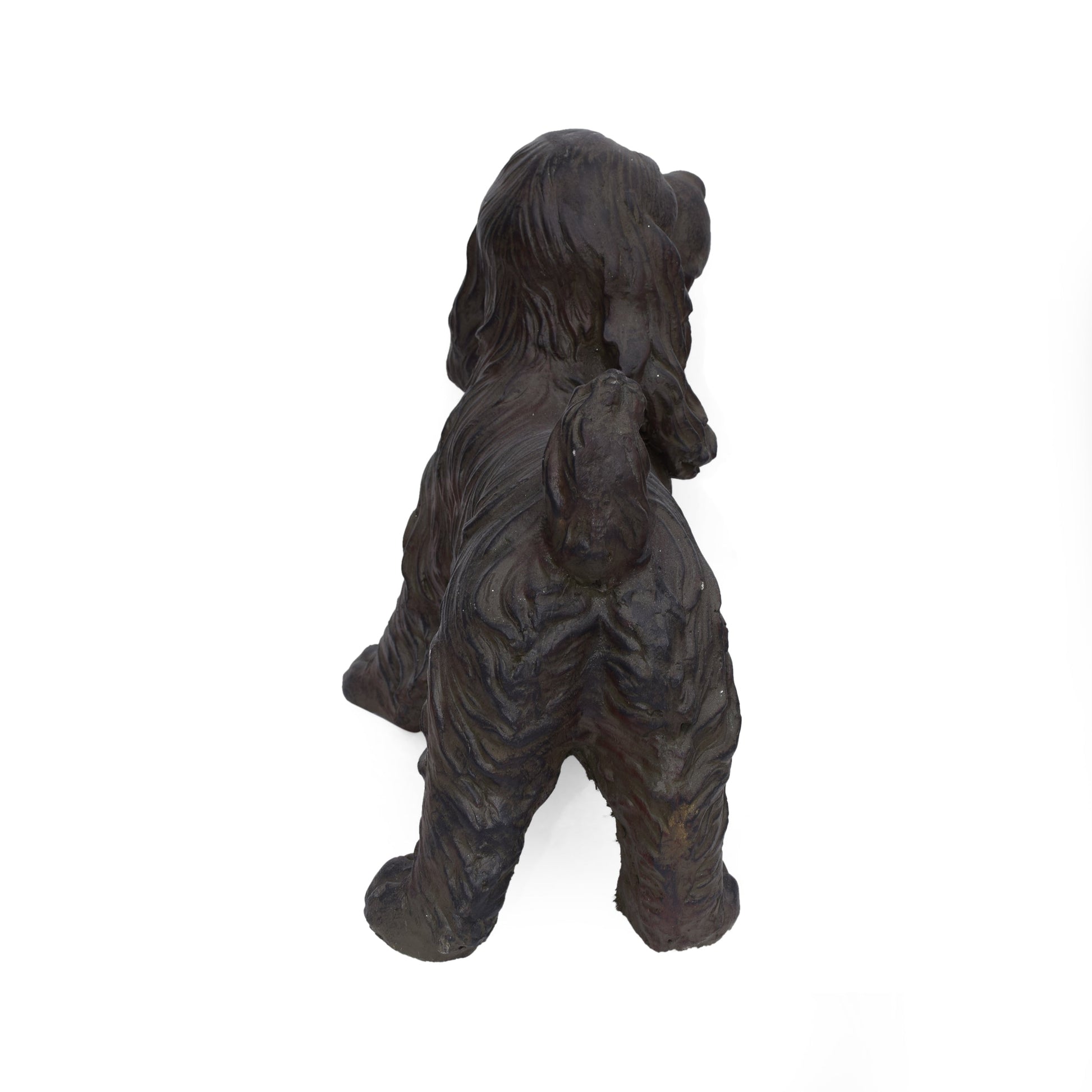Josie Dog Cast Stone Garden Statue, dark brown textured finish, HouseOfZazla on Tampa Home & Garden Store