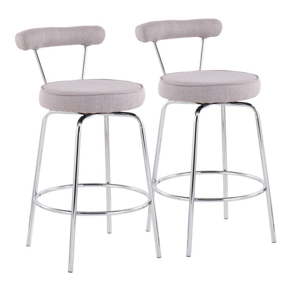 Contemporary counter stools pair by HouseOfZazla, gray fabric, chrome legs on Tampa Home & Garden Store