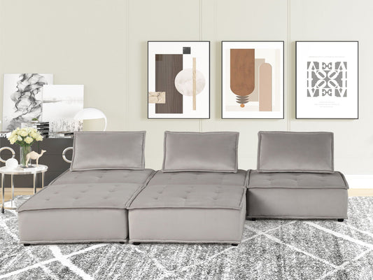 Anna - Modular Sofa by HouseOfZazla, gray fabric stationary sectional in modern living room on Tampa Home & Garden Store
