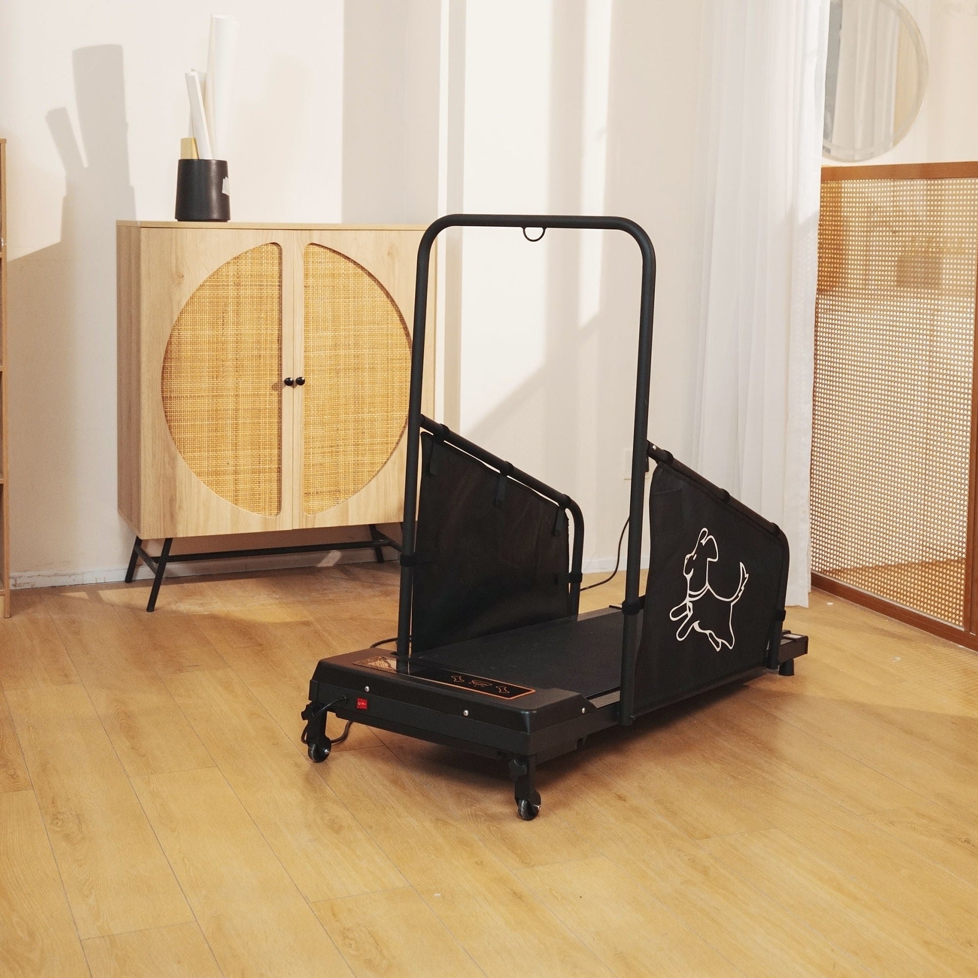 Dog treadmill by HouseOfZazla for medium dogs, black with non-slip belt and remote on Tampa Home & Garden Store
