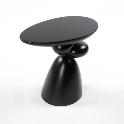 Lucky Stone Shaped End Table with sculptural pedestal base, glossy black top by HouseOfZazla on Tampa Home & Garden Store