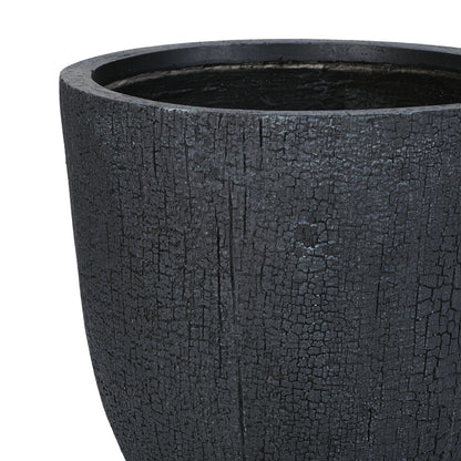 Planter set of 3: U_STYLE Lightweight MGO Planters in black textured finish on Tampa Home & Garden Store