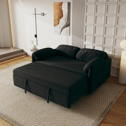 Sofa, dual purpose lounge with retractable queen bed in dark charcoal fabric with metal legs on Tampa Home & Garden Store
