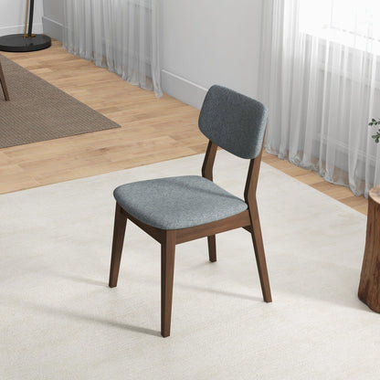 Solid Back Side Chair Set, mid-century modern, gray fabric, dark wood legs, 2 pack HouseOfZazla on Tampa Home & Garden Store