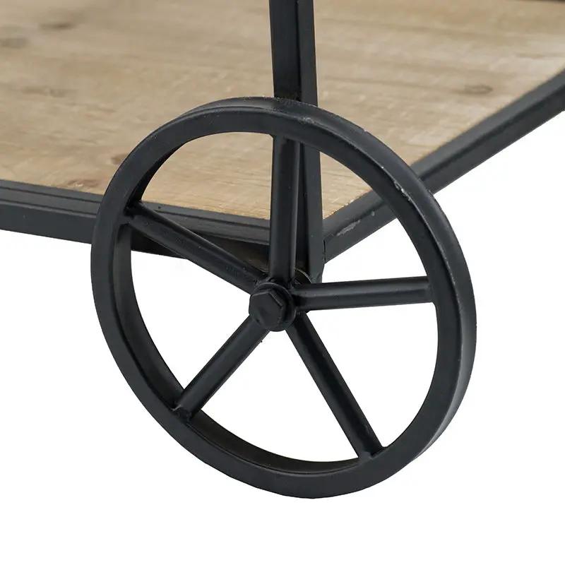 Shelf With Wheel Black and Brown Wood Finish