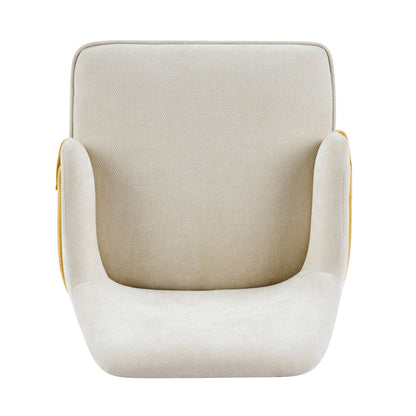 Indoor dining chair beige textured fabric with yellow trim, sturdy frame by HouseOfZazla on Tampa Home & Garden Store