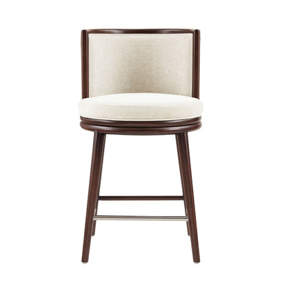 Evalyn Counter Stool HouseOfZazla beige upholstery with dark wood frame 24–27in height on Tampa Home & Garden Store
