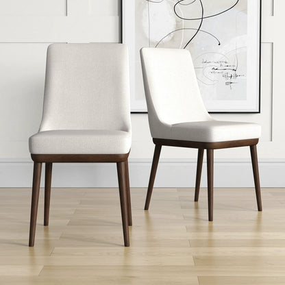 Kate mid-century dining chair set of 2 in beige fabric with dark wood legs on Tampa Home & Garden Store