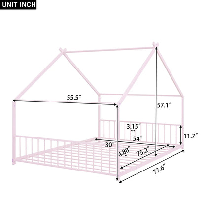 Metal canopy bed frame in pink from Unique Piece Furniture on Tampa Home & Garden Store