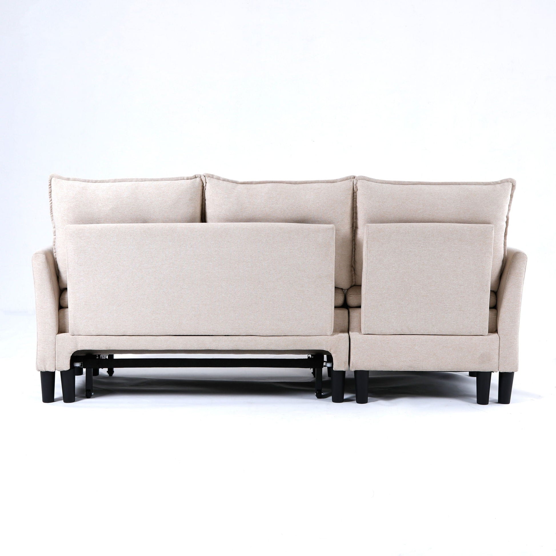 L-shaped reversible chaise sleeper sectional with storage in beige fabric by HouseOfZazla on Tampa Home & Garden Store