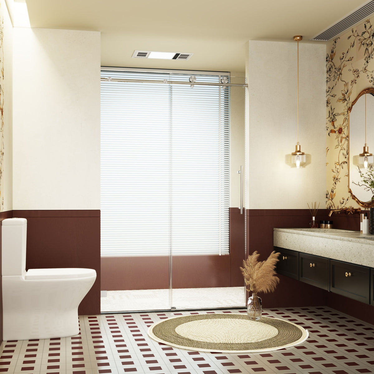 Frameless single sliding soft close shower doors with stainless hardware in a bathroom on Tampa Home & Garden Store