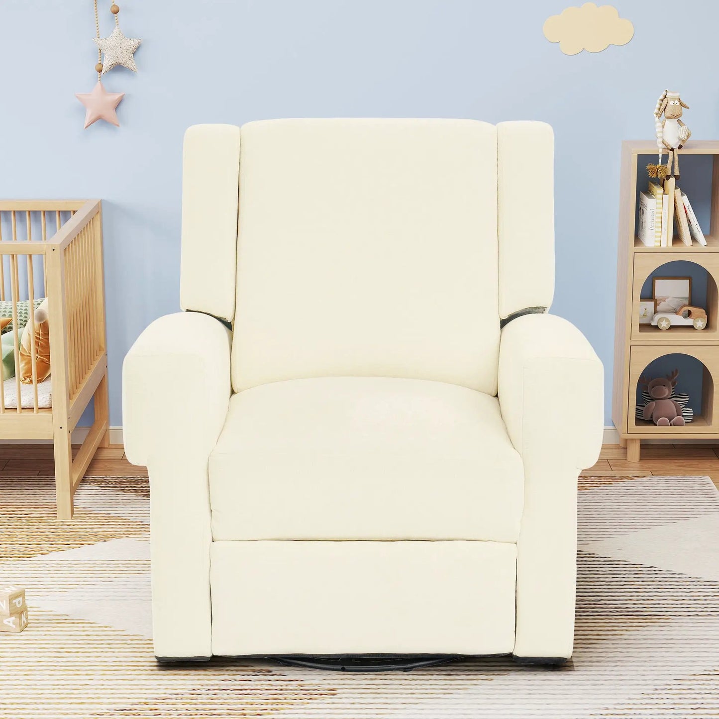 Manual Recliner Chair with Swivel Rocker Function, cream upholstery Unique Piece Furniture on Tampa Home & Garden Store