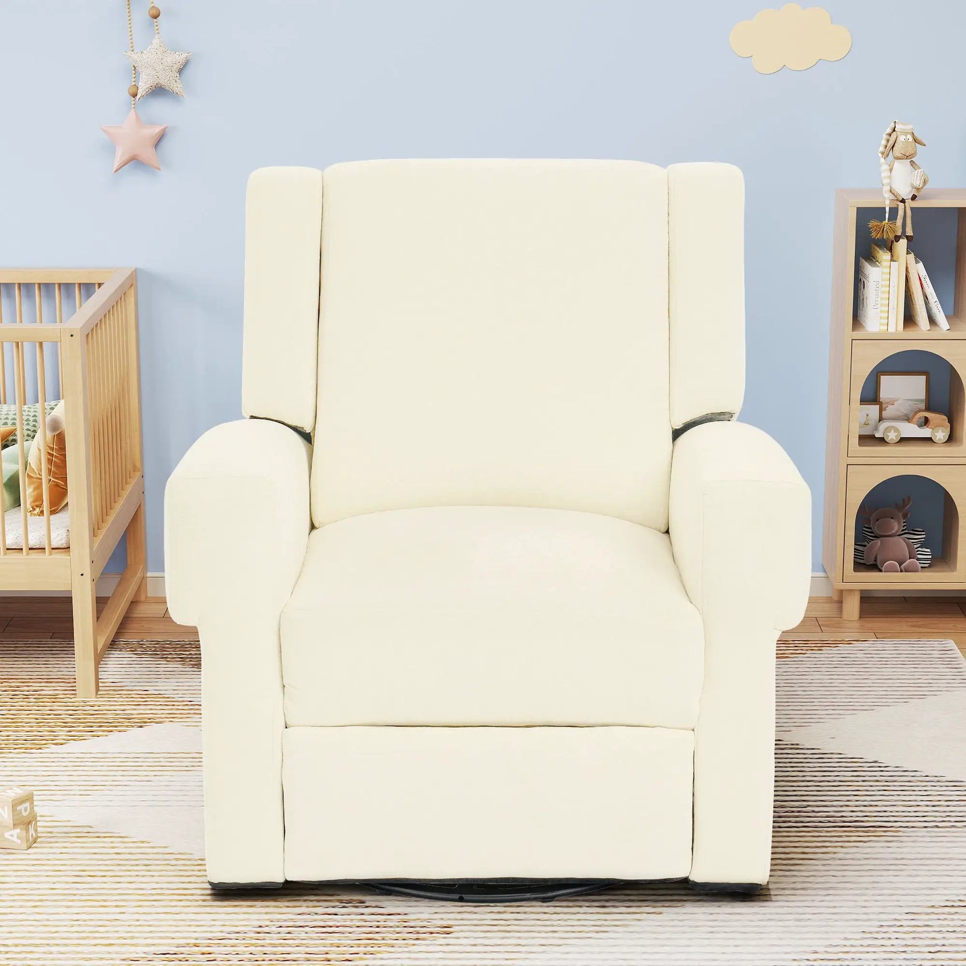 Manual Recliner Chair with Swivel Rocker Function, cream upholstery Unique Piece Furniture on Tampa Home & Garden Store