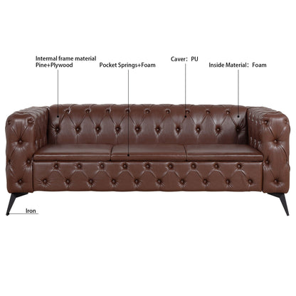 Modern 3 Seater Sofa with Square Arm and Cushion