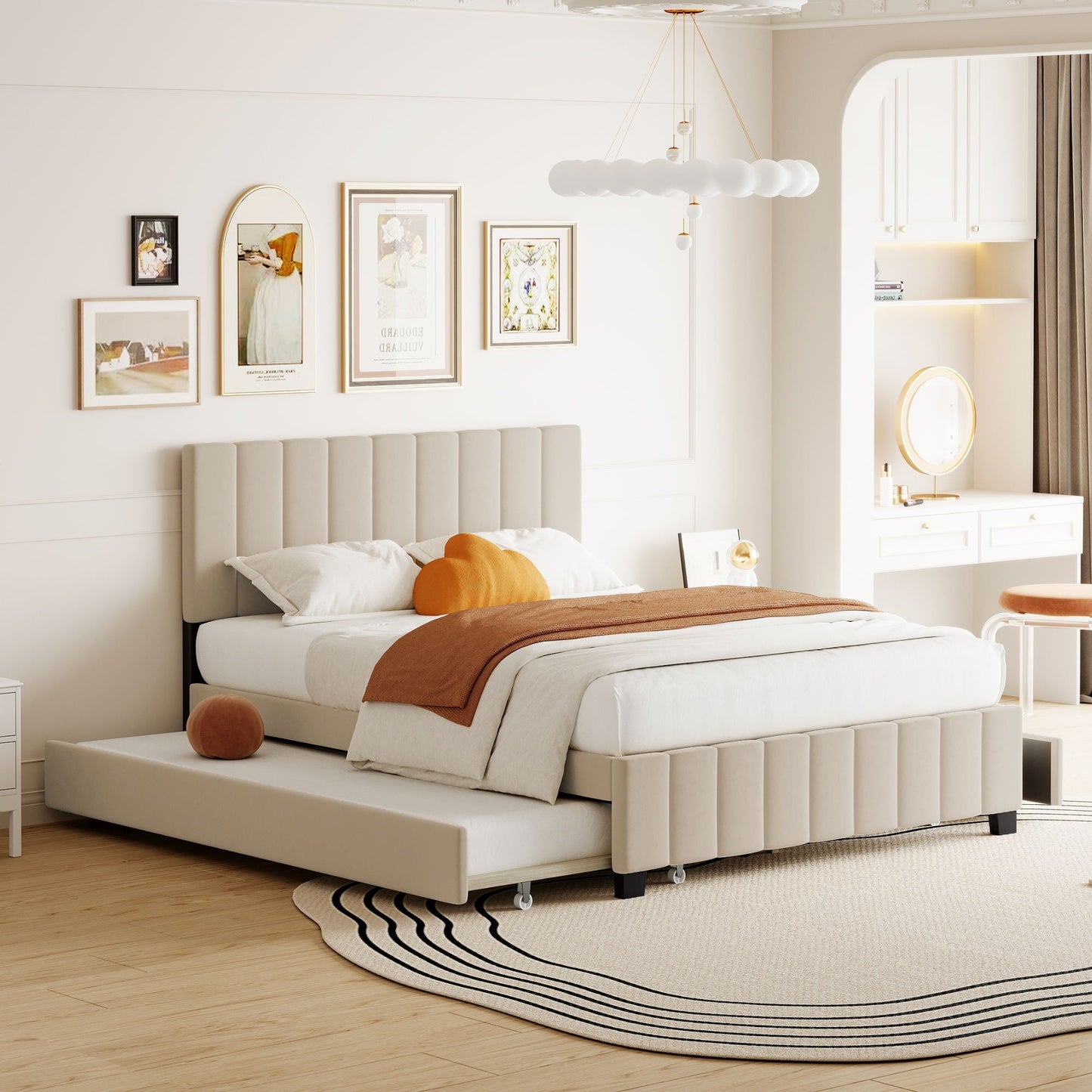 Platform Bed with 2 Drawers and Twin Trundle