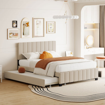 Platform Bed with 2 Drawers and Twin Trundle