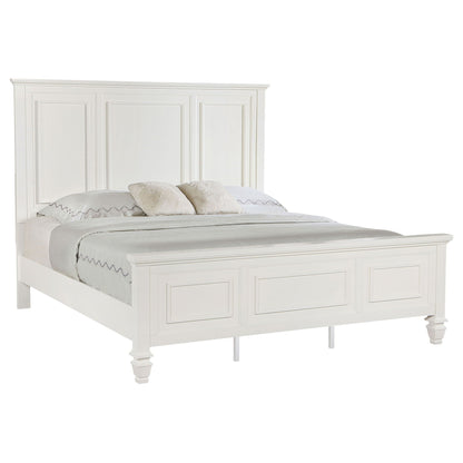 Chelema Eastern King Panel Bed cream white with molded panel headboard by HouseOfZazla on Tampa Home & Garden Store