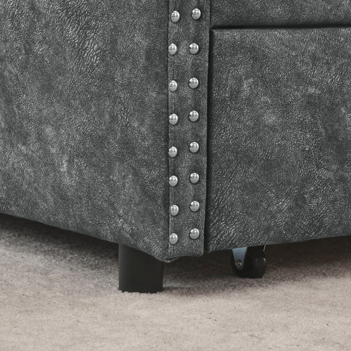 Upholstered Tufted Daybed with Storage Drawers