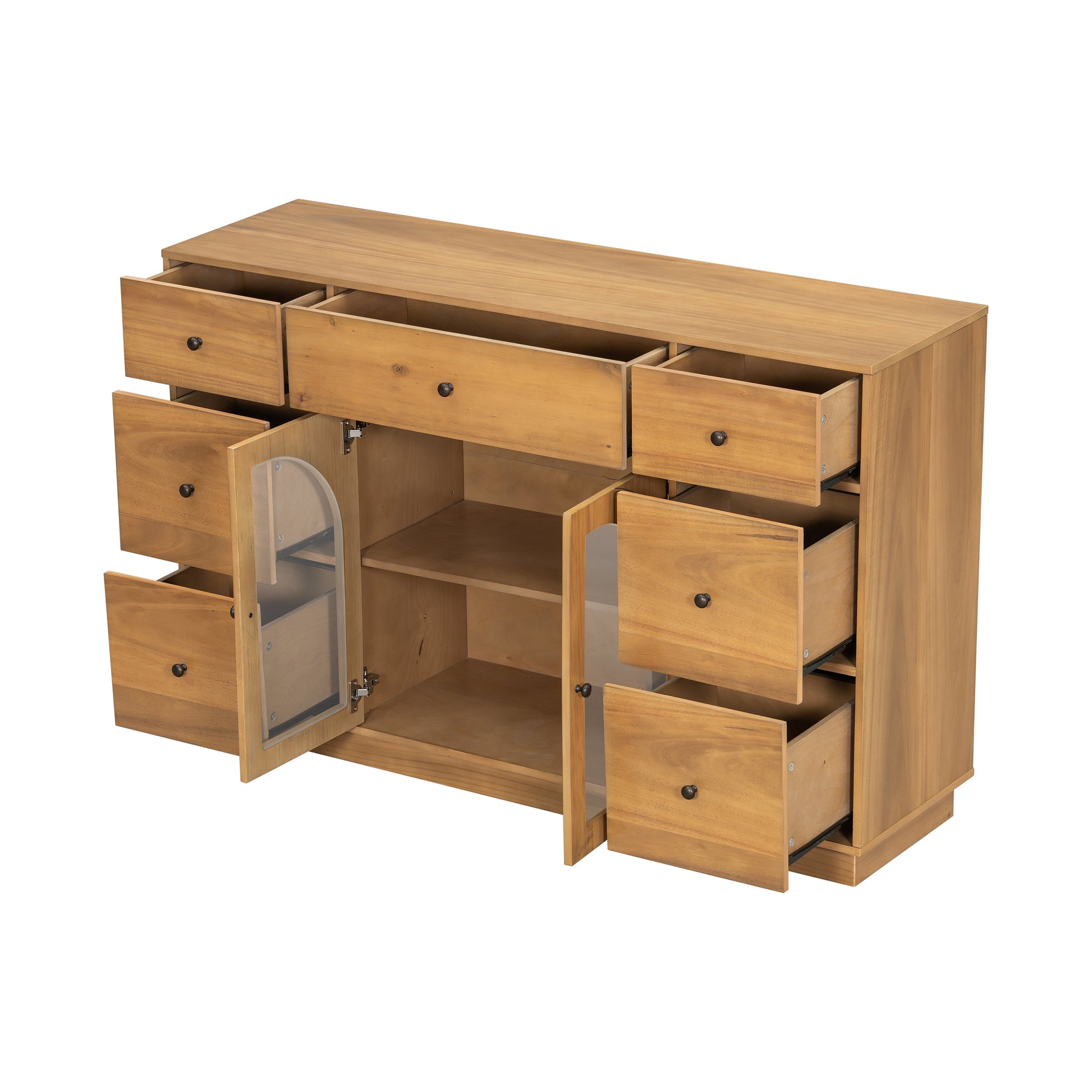 Cabinet with Storage by HouseOfZazla, natural wood finish buffet with multiple drawers on Tampa Home & Garden Store
