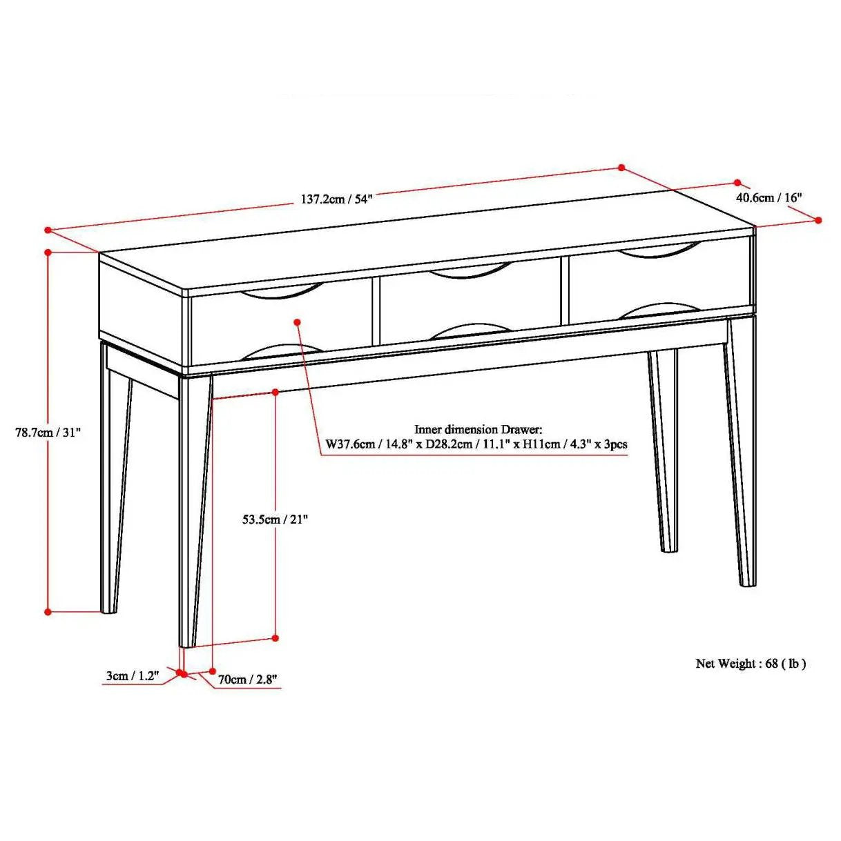 Harper Handcrafted Console Sofa Table in Hallway
