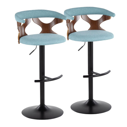 HouseOfZazla teal adjustable swivel barstools pair with curved wood backs on Tampa Home & Garden Store