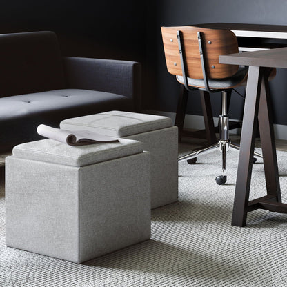Rockwood Upholstered Cube Ottoman with Tray