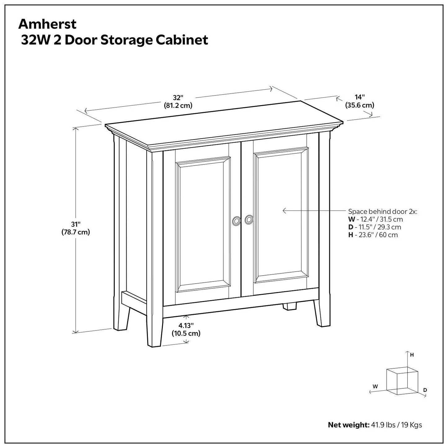 Amherst Handcrafted Low Storage Cabinet Essential