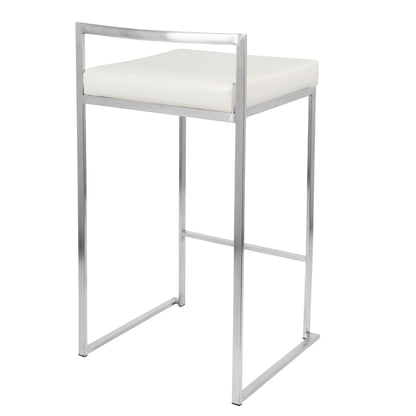 HouseOfZazla contemporary stackable counter stool with padded white seat and chrome frame on Tampa Home & Garden Store