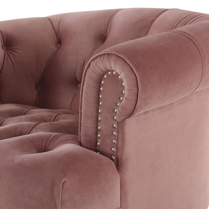 Victorian tufted upholstered accent chair in pink velvet with nailhead trim by HouseOfZazla on Tampa Home & Garden Store