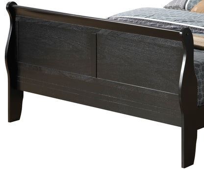 Panel Sleigh Bed by HouseOfZazla in dark espresso finish with paneled footboard and curved rails on Tampa Home & Garden Store