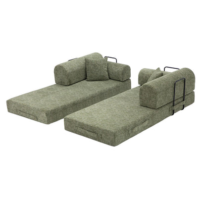 Modern Two Tone Fabric Sofa and Convertible Bed