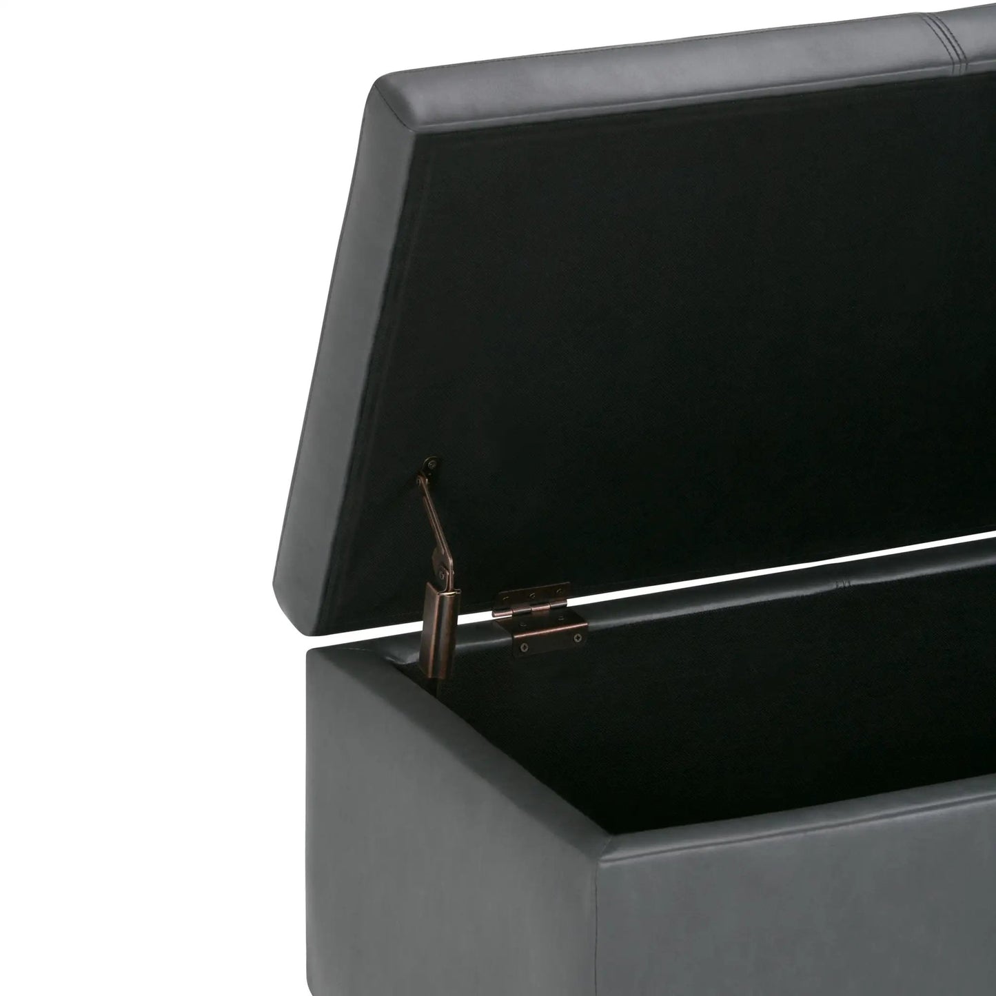 Avalon storage ottoman bench gray metal frame black fabric lid Unique Piece Furniture on Tampa Home & Garden Store