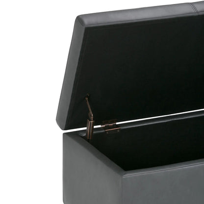 Avalon storage ottoman bench gray metal frame black fabric lid Unique Piece Furniture on Tampa Home & Garden Store