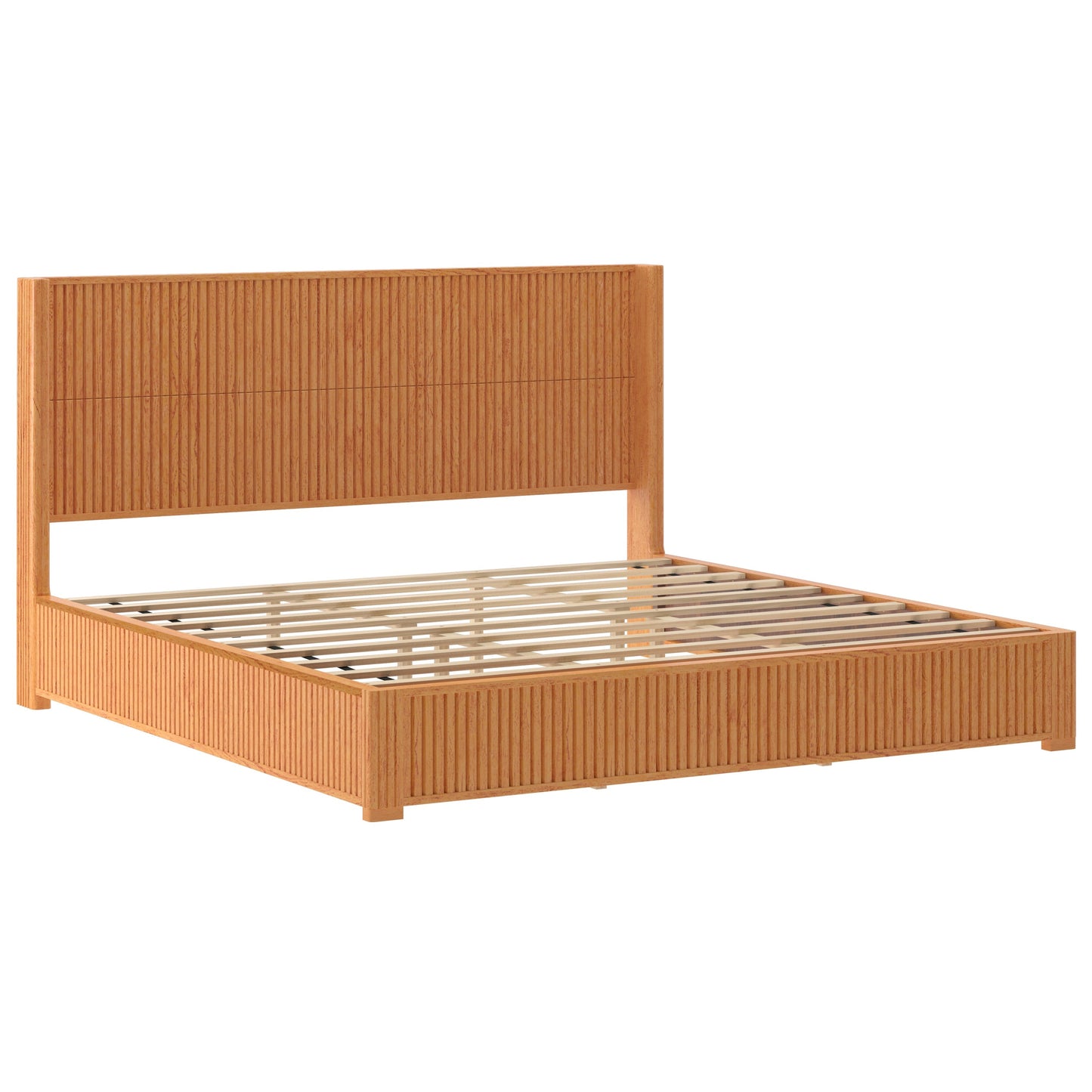 Solid Wood Platform Bed Frame and King Headboard