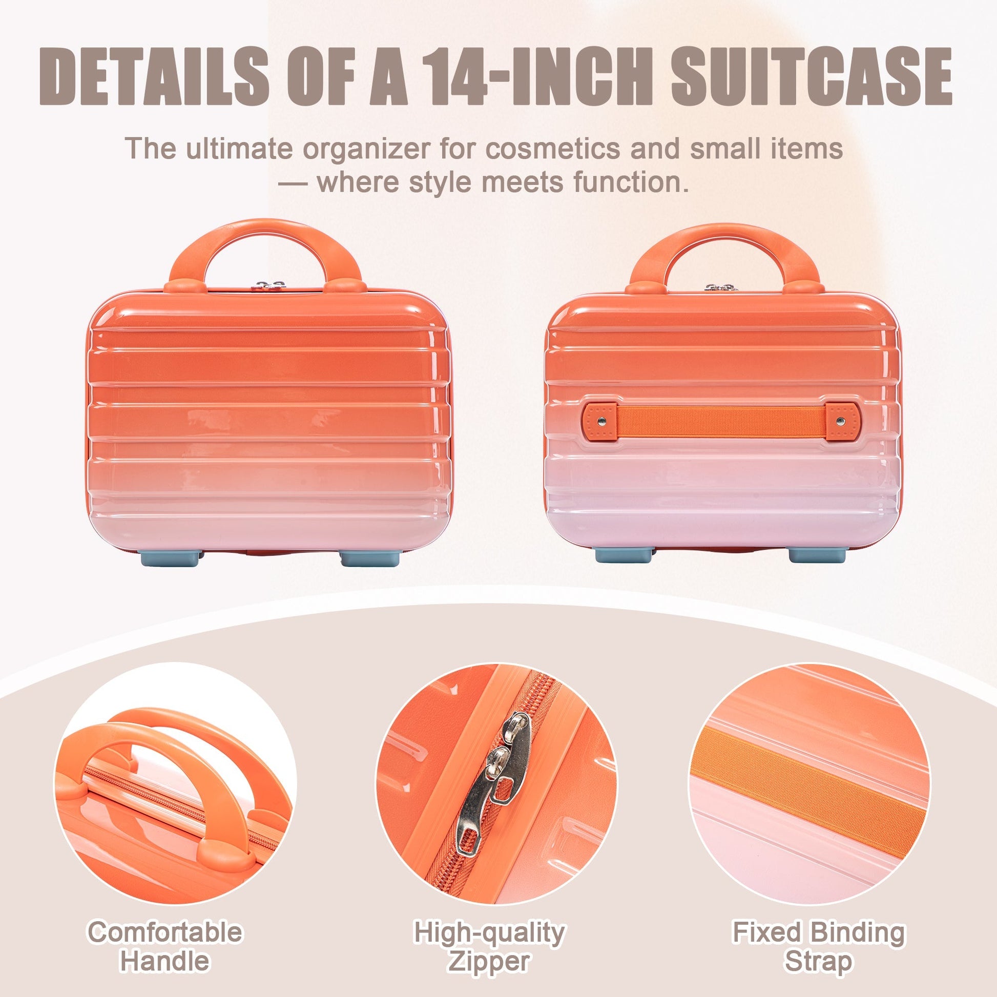2 Pc Luggage Set gradient orange-pink by HouseOfZazla with locks and spinner wheels on Tampa Home & Garden Store