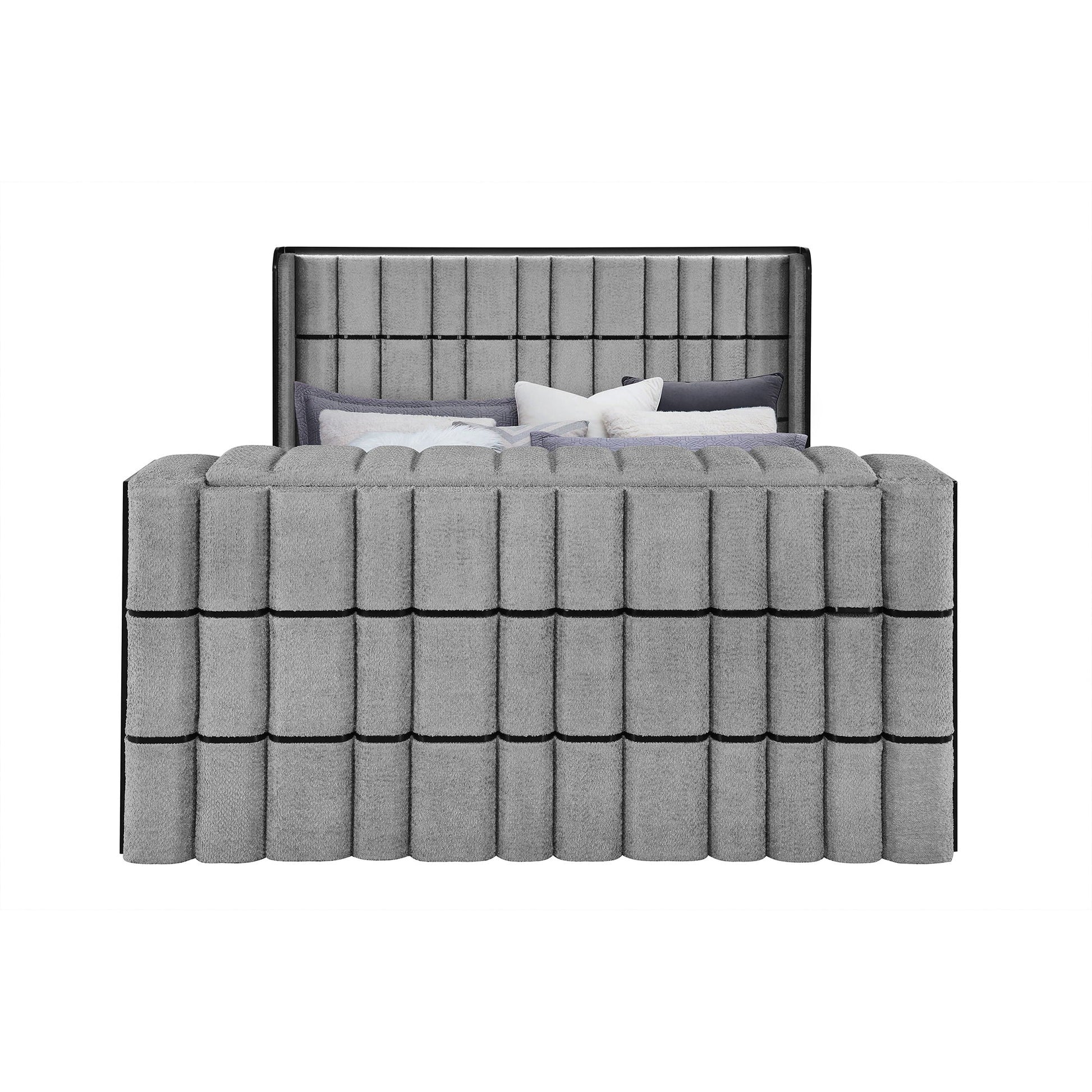 Isaiah 5 Piece Bedroom Set bed with grey tufted upholstery by HouseOfZazla on Tampa Home & Garden Store