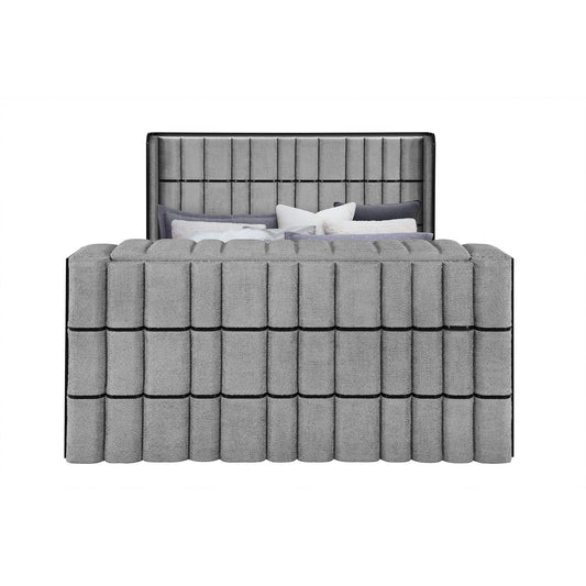 Isaiah 5 Piece Bedroom Set bed with grey tufted upholstery by HouseOfZazla on Tampa Home & Garden Store