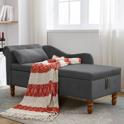 Chaise lounge Unique Piece Furniture dark gray upholstery with nailhead trim and rolled arm on Tampa Home & Garden Store